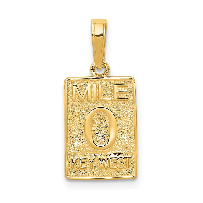 Million Charms 14K Yellow Gold Themed Mile 0 Key West Mile Marker Pendant