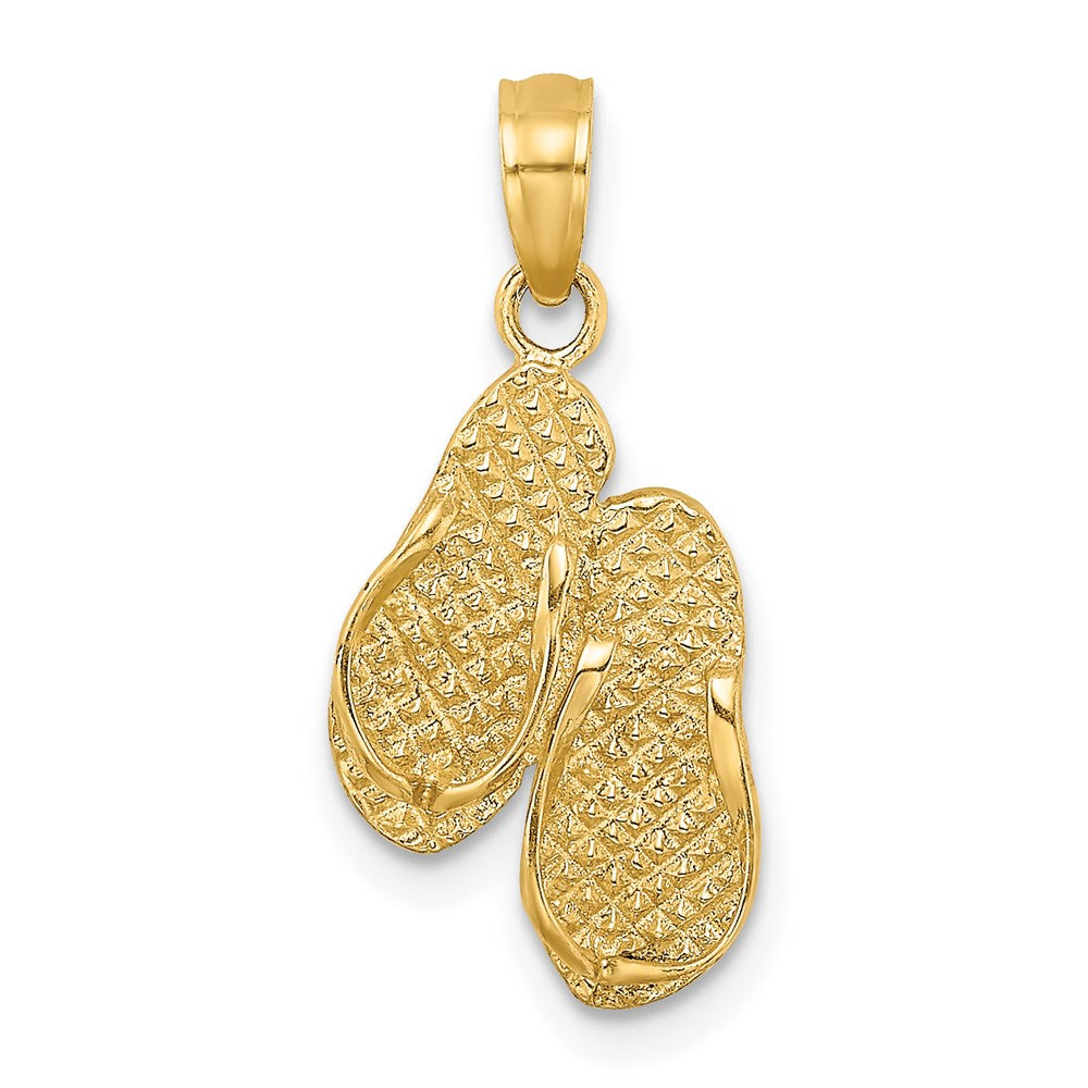 Million Charms 14K Yellow Gold Themed 3-D Myrtle Beach Flip-Flops Charm