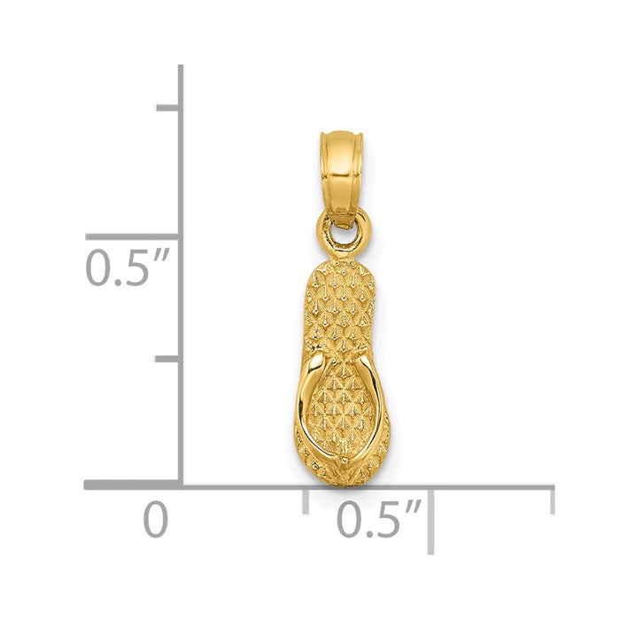 Million Charms 14K Yellow Gold Themed Myrtle Beach Single Flip-Flop Charm