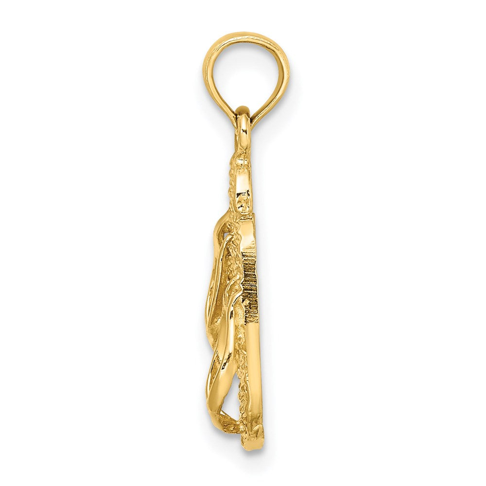 Million Charms 14K Yellow Gold Themed Nags Head Double Flip-Flop Charm