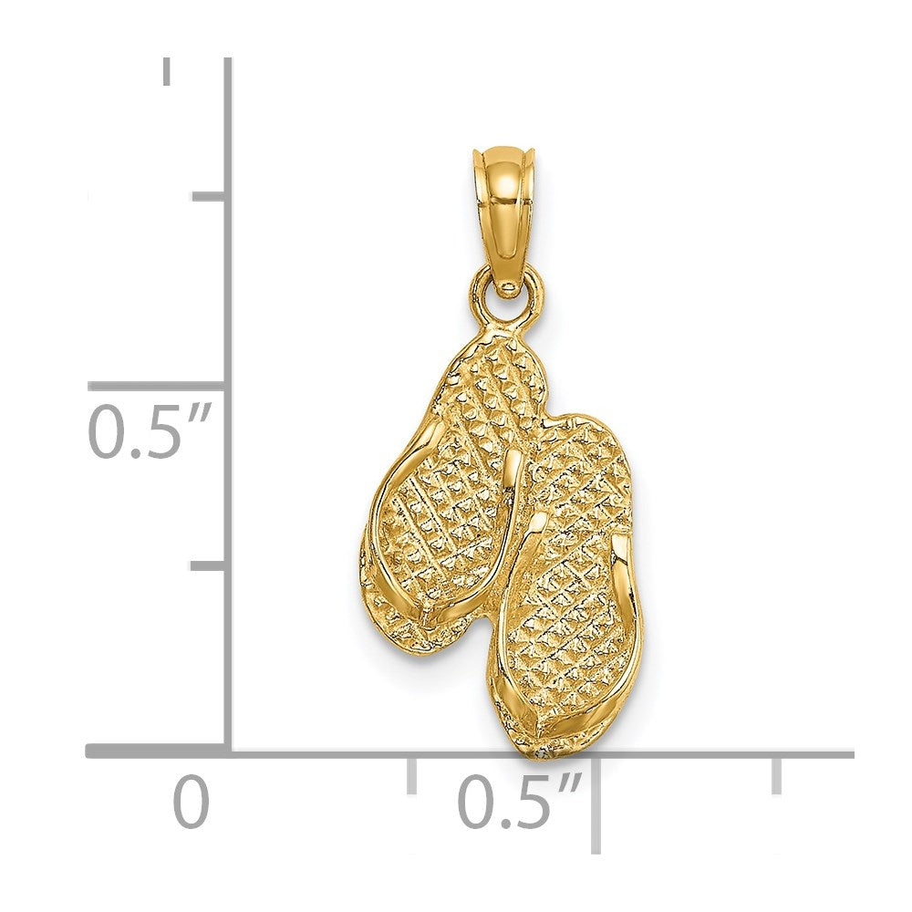 Million Charms 14K Yellow Gold Themed Nags Head Double Flip-Flop Charm
