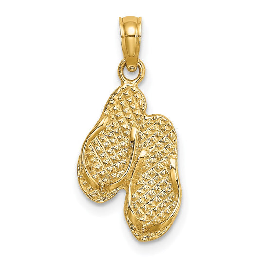 Million Charms 14K Yellow Gold Themed Nags Head Double Flip-Flop Charm
