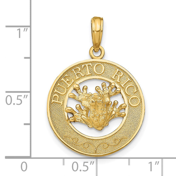 Million Charms 14K Yellow Gold Themed Puerto Rico With Frog Pendant