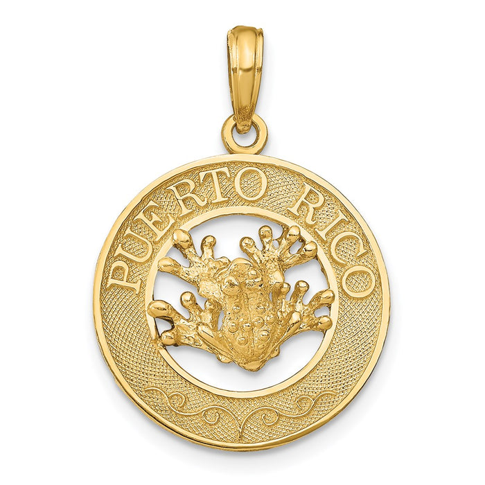 Million Charms 14K Yellow Gold Themed Puerto Rico With Frog Pendant