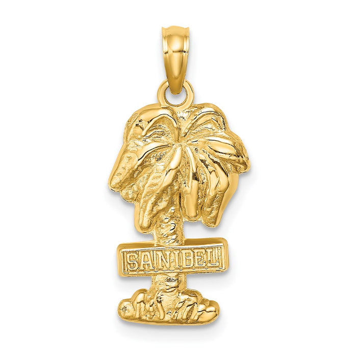 Million Charms 14K Yellow Gold Themed Sanibel On Palm Tree Charm