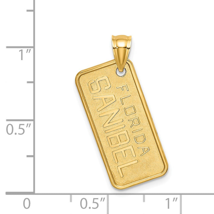 Million Charms 14K Yellow Gold Themed Sanibel Florida License Plate Charm