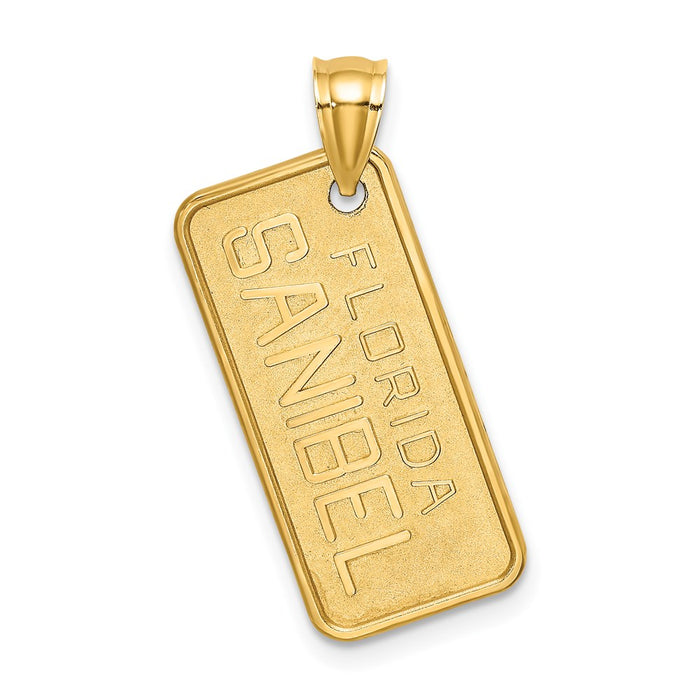 Million Charms 14K Yellow Gold Themed Sanibel Florida License Plate Charm