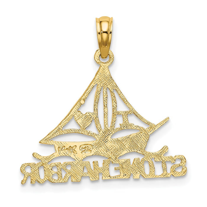 Million Charms 14K Yellow Gold Themed I Love Stone Harbor Nautical Sailboat Charm