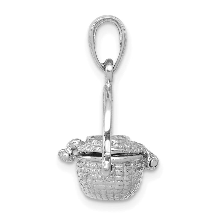 Million Charms 14K White Gold Themed 3-D Nantucket Basket Charm