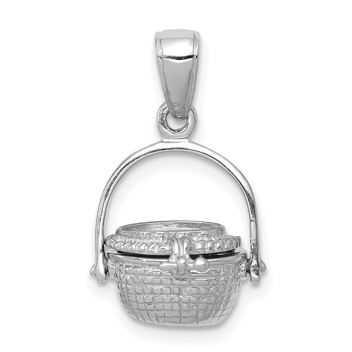 Million Charms 14K White Gold Themed 3-D Nantucket Basket Charm