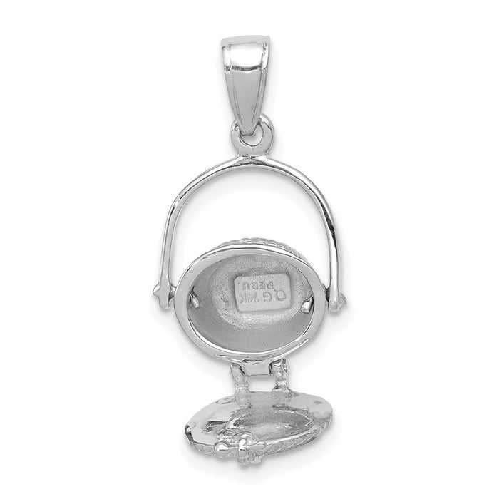 Million Charms 14K White Gold Themed 3-D Nantucket Basket Charm