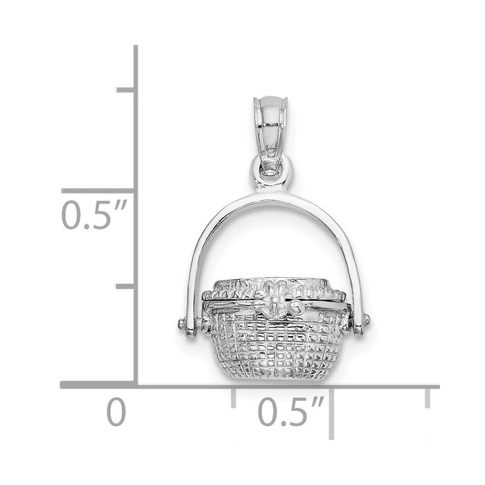 Million Charms 14K White Gold Themed 3-D Nantucket Basket Charm