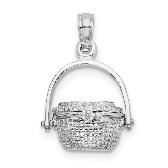 Million Charms 14K White Gold Themed 3-D Nantucket Basket Charm