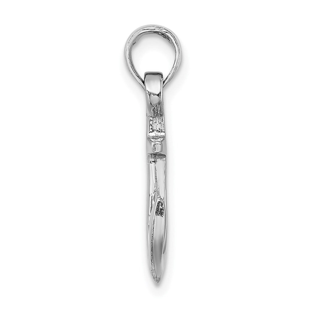Million Charms 14K White Gold Themed Nautical Anchor Pendant