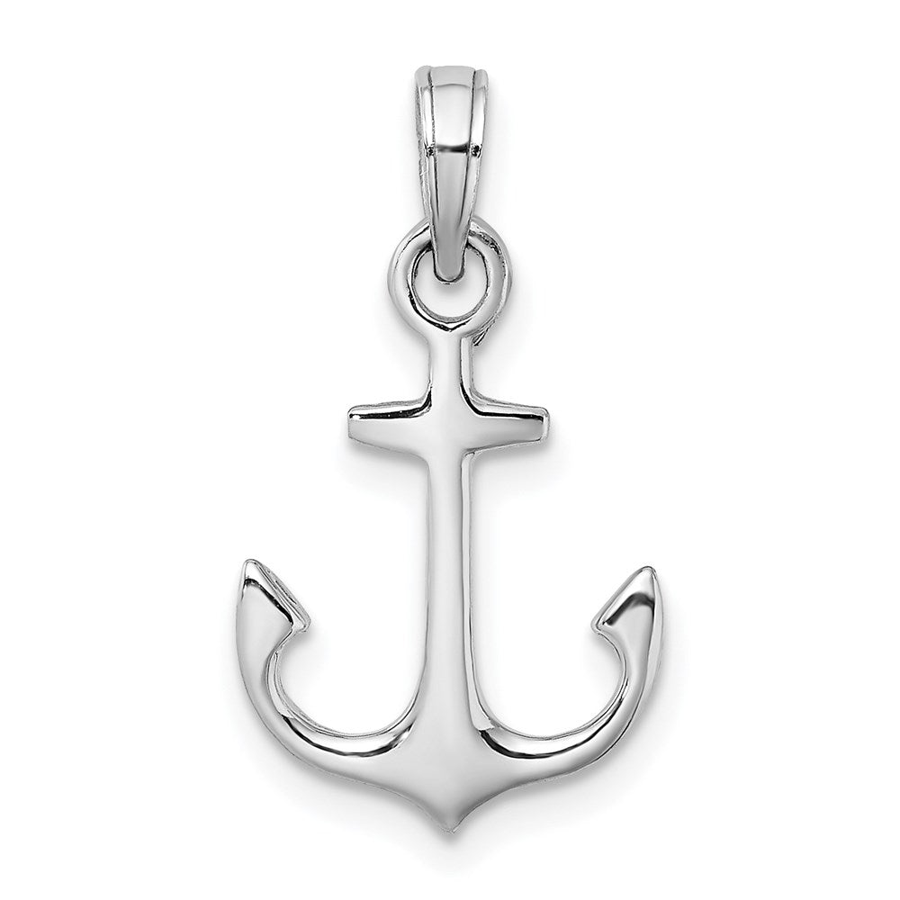 Million Charms 14K White Gold Themed Nautical Anchor Pendant