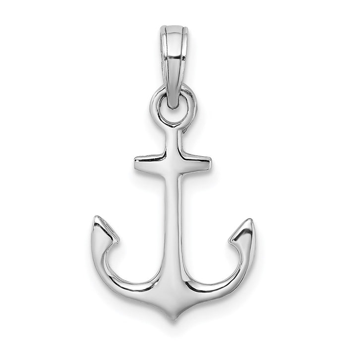 Million Charms 14K White Gold Themed Nautical Anchor Pendant