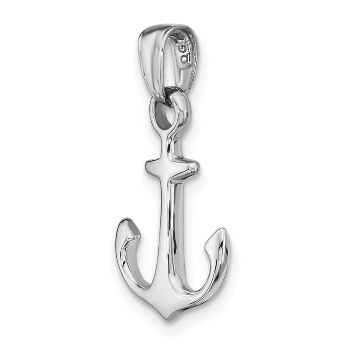 Million Charms 14K White Gold Themed Nautical Anchor Pendant