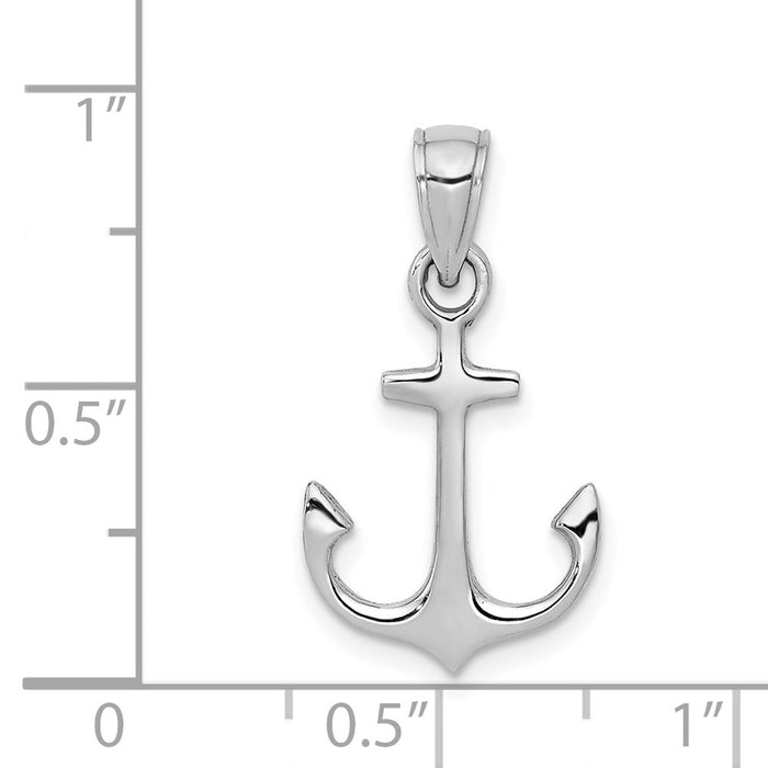 Million Charms 14K White Gold Themed Nautical Anchor Pendant