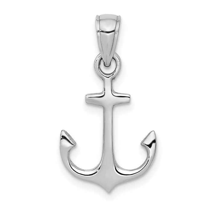 Million Charms 14K White Gold Themed Nautical Anchor Pendant