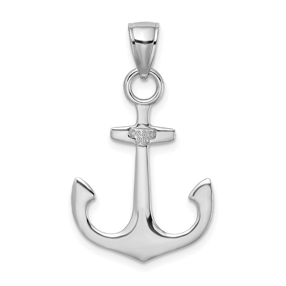 Million Charms 14K White Gold Themed Polished 3-D Nautical Anchor Charm