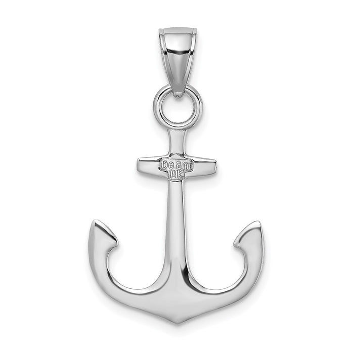 Million Charms 14K White Gold Themed Polished 3-D Nautical Anchor Charm