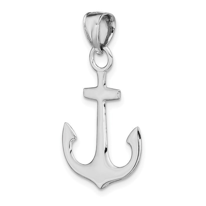 Million Charms 14K White Gold Themed Polished 3-D Nautical Anchor Charm