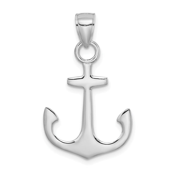 Million Charms 14K White Gold Themed Polished 3-D Nautical Anchor Charm