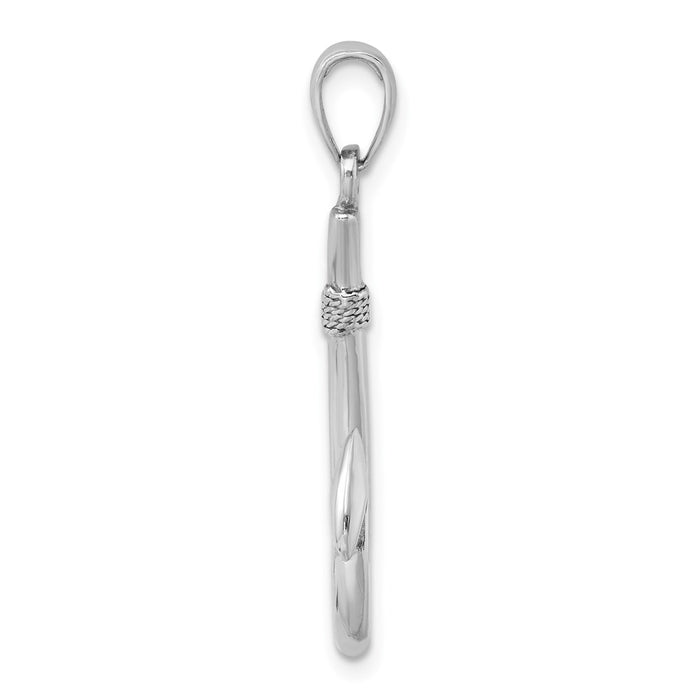 Million Charms 14K White Gold Themed 3-D Fish Hook Charm