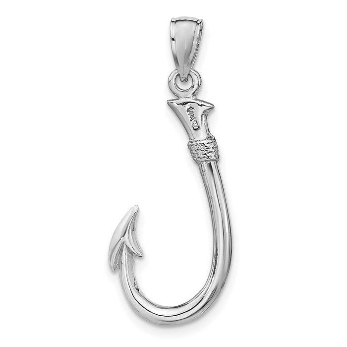 Million Charms 14K White Gold Themed 3-D Fish Hook Charm