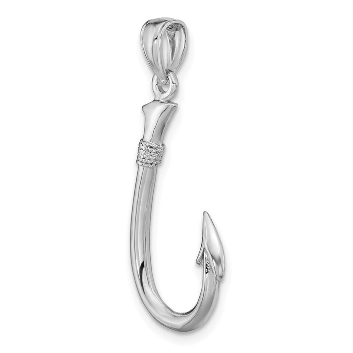 Million Charms 14K White Gold Themed 3-D Fish Hook Charm