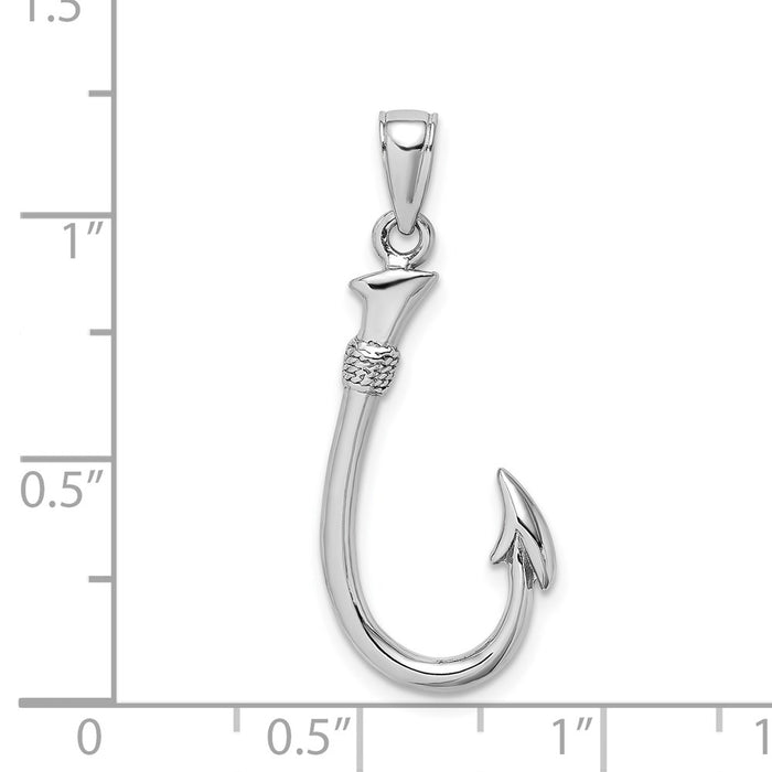 Million Charms 14K White Gold Themed 3-D Fish Hook Charm