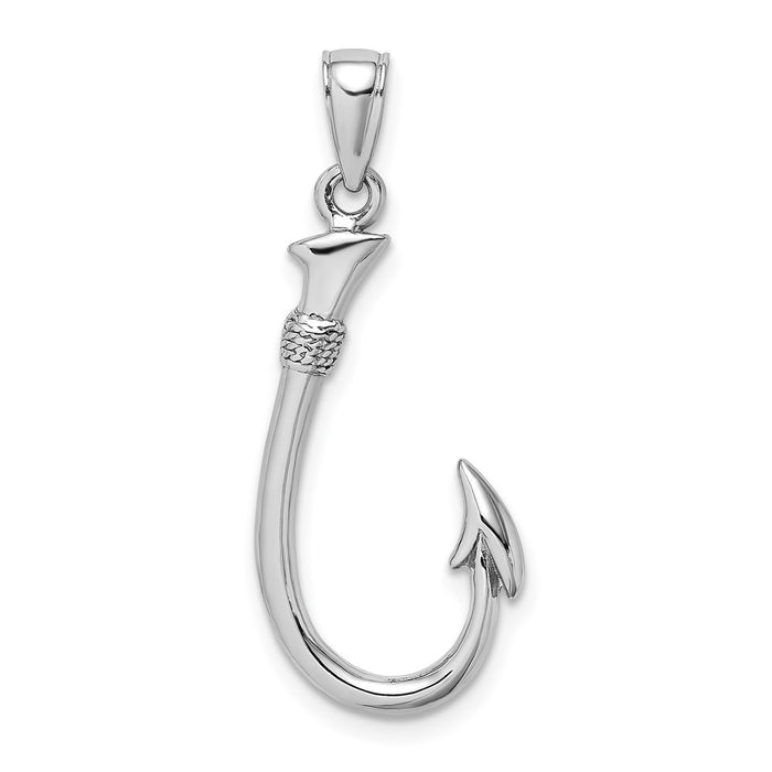 Million Charms 14K White Gold Themed 3-D Fish Hook Charm