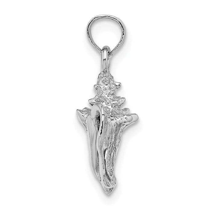 Million Charms 14K White Gold Themed 3-D Conch Shell Charm