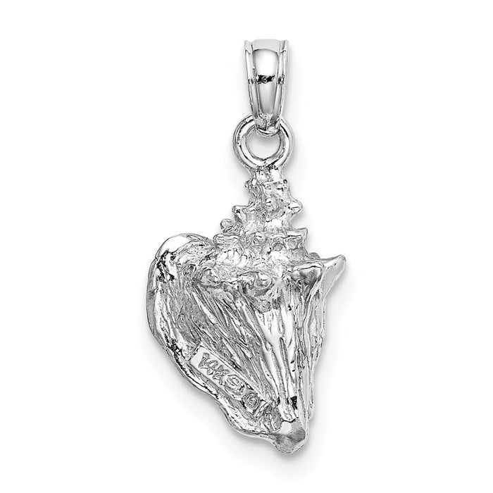 Million Charms 14K White Gold Themed 3-D Conch Shell Charm