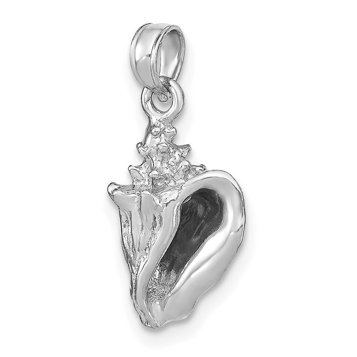 Million Charms 14K White Gold Themed 3-D Conch Shell Charm