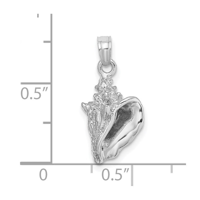 Million Charms 14K White Gold Themed 3-D Conch Shell Charm