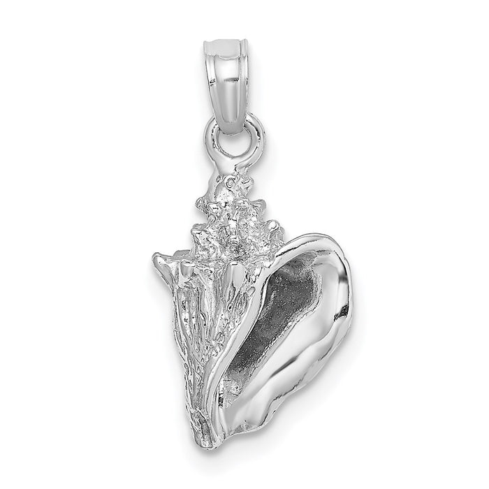 Million Charms 14K White Gold Themed 3-D Conch Shell Charm