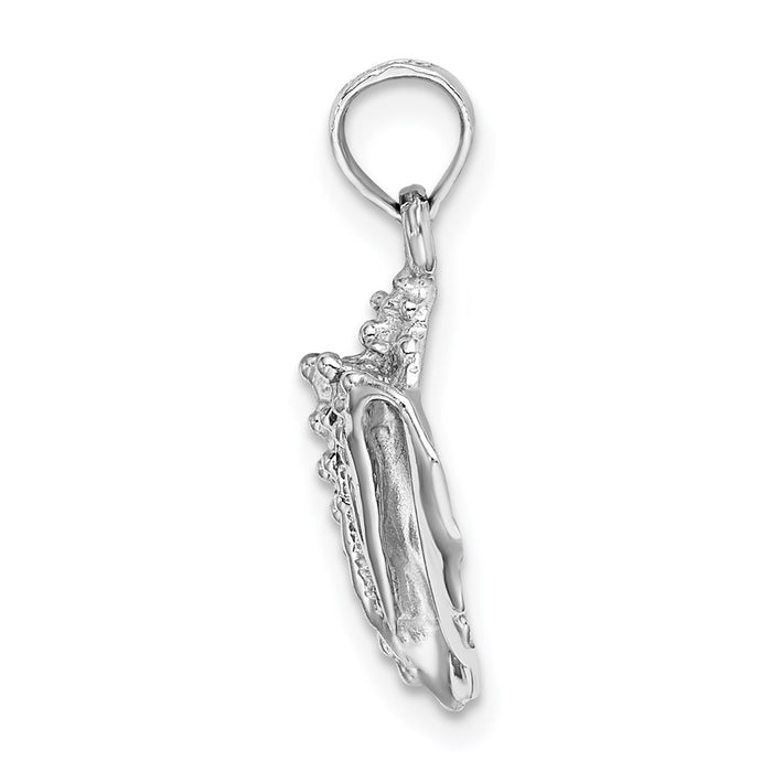 Million Charms 14K White Gold Themed 2-D Conch Shell Charm