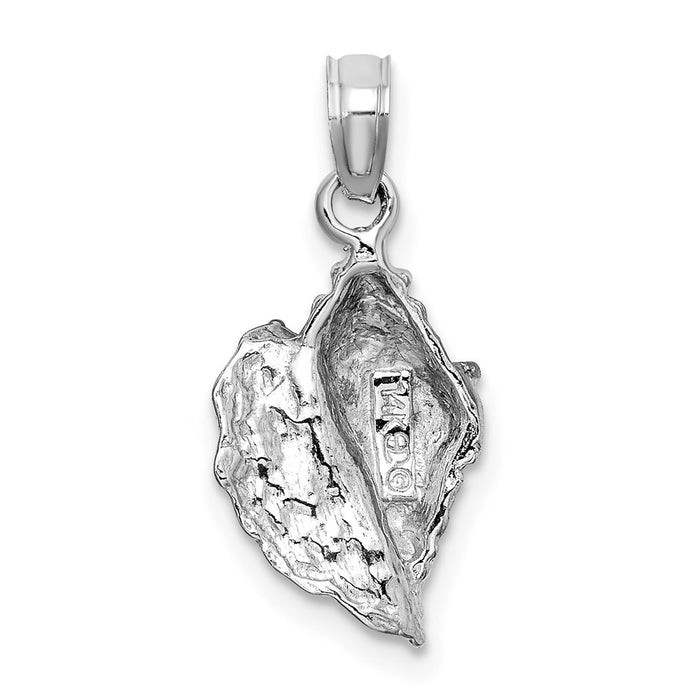 Million Charms 14K White Gold Themed 2-D Conch Shell Charm