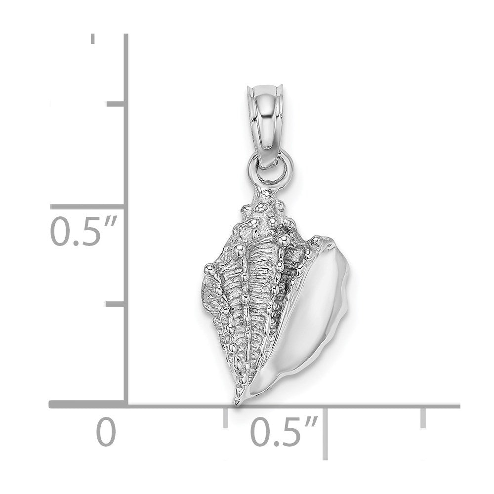 Million Charms 14K White Gold Themed 2-D Conch Shell Charm
