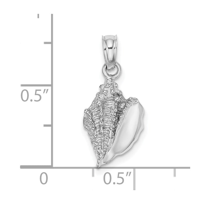 Million Charms 14K White Gold Themed 2-D Conch Shell Charm