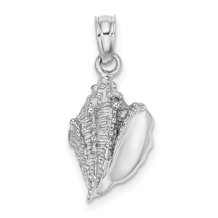 Million Charms 14K White Gold Themed 2-D Conch Shell Charm