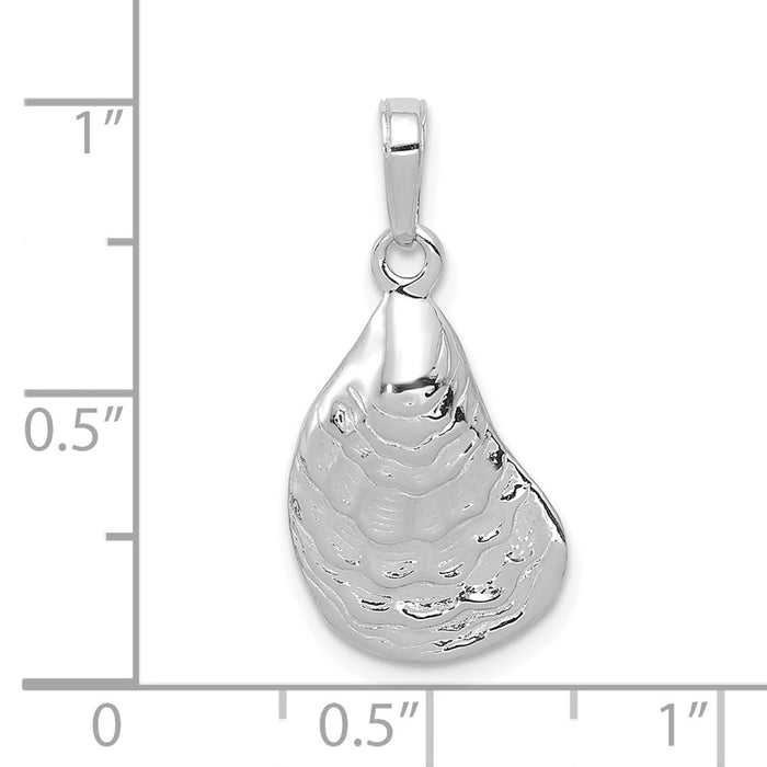 Million Charms 14K White Gold Themed Oyster Shell Pendant