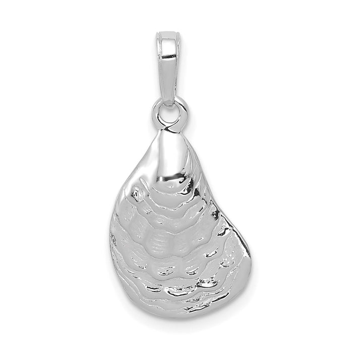 Million Charms 14K White Gold Themed Oyster Shell Pendant