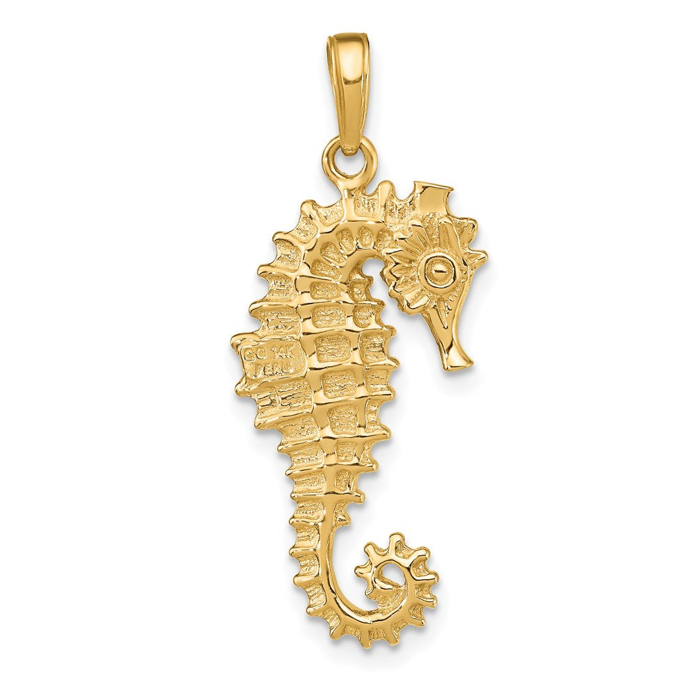 Million Charms 14K Yellow Gold Themed 3-D Nautical Seahorse Pendant