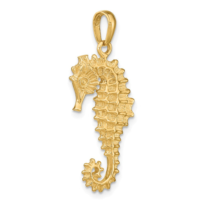 Million Charms 14K Yellow Gold Themed 3-D Nautical Seahorse Pendant