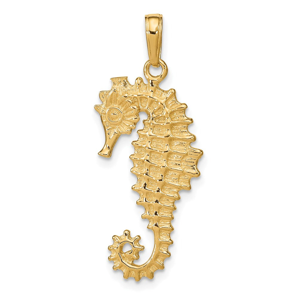 Million Charms 14K Yellow Gold Themed 3-D Nautical Seahorse Pendant