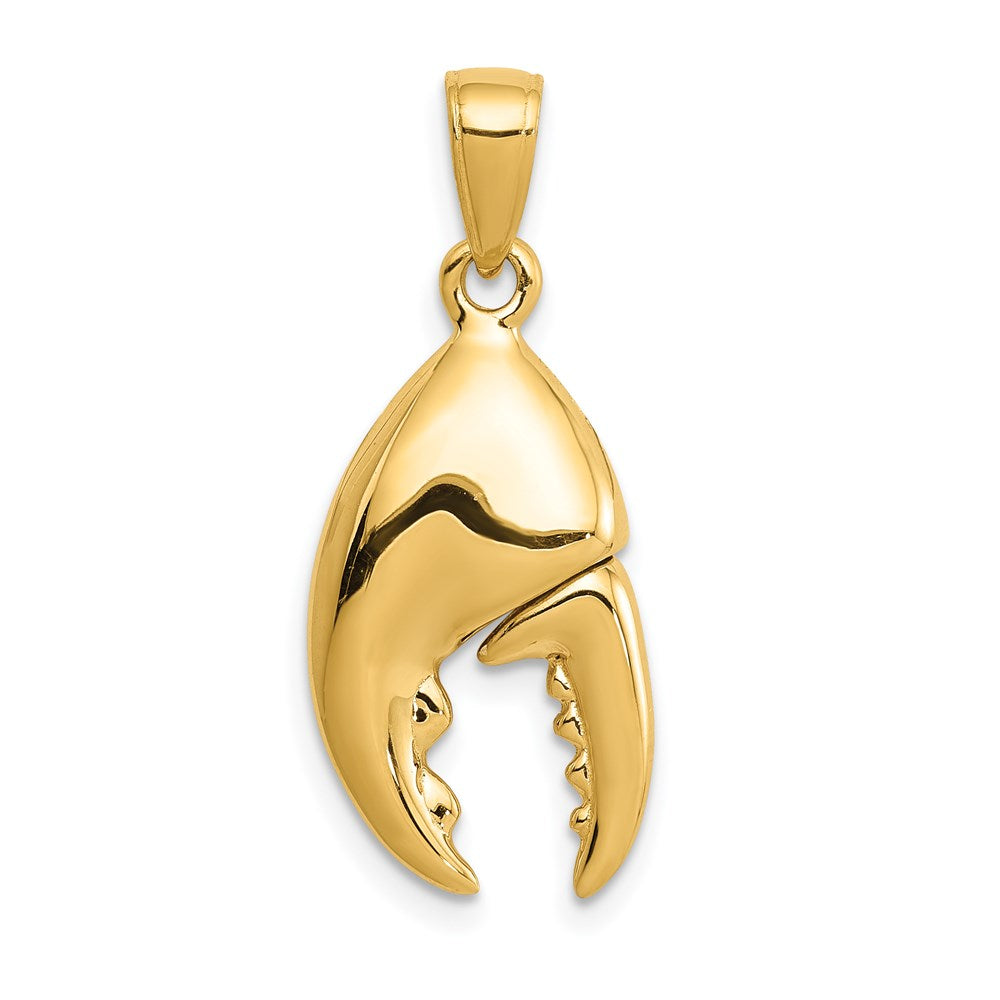 Million Charms 14K Yellow Gold Themed 3-D Moveable Stone Crab Claw Pendant