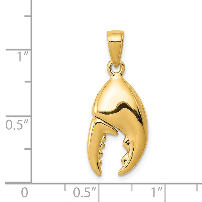 Million Charms 14K Yellow Gold Themed 3-D Moveable Stone Crab Claw Pendant
