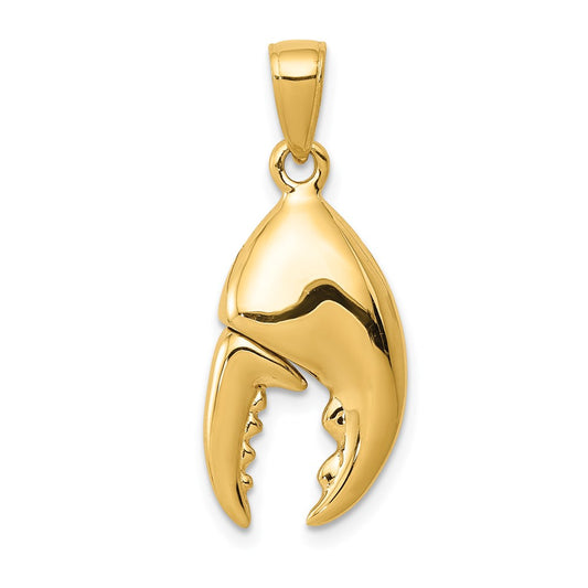 Million Charms 14K Yellow Gold Themed 3-D Moveable Stone Crab Claw Pendant
